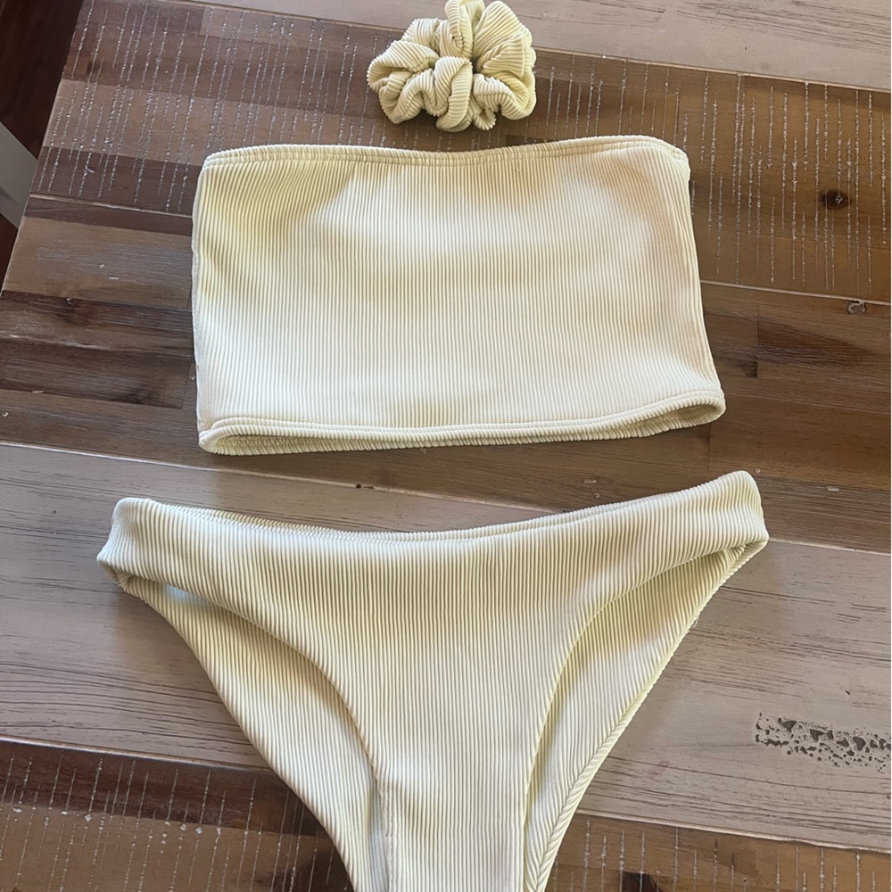 Yellow Ribbed Bikini Set
